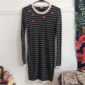 Markus Lupfer Merino Wool Stripe Lip Sweater Dress XS